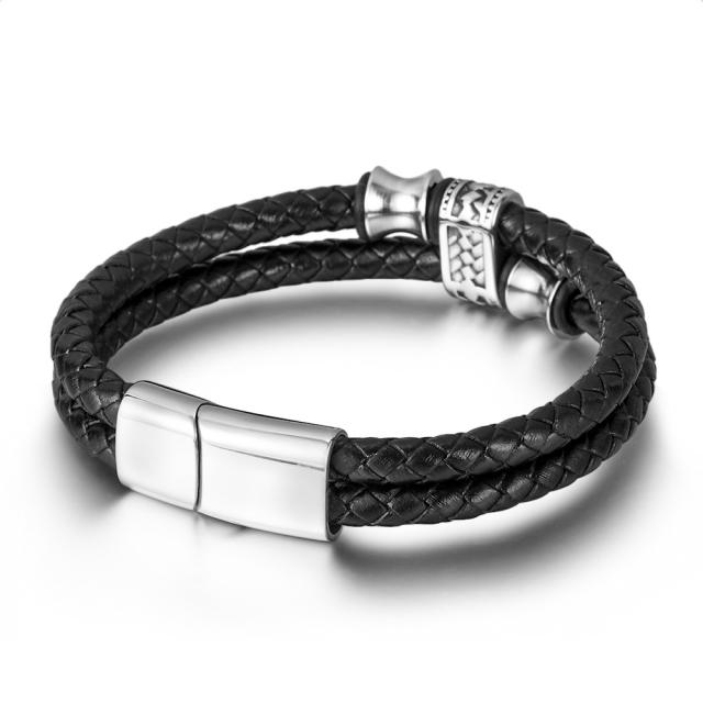 Personality Genuine Leather braid pattern bracelet for men