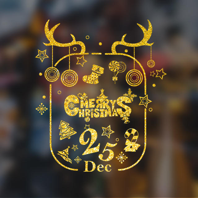 Gold color series christmas decoration window stickers