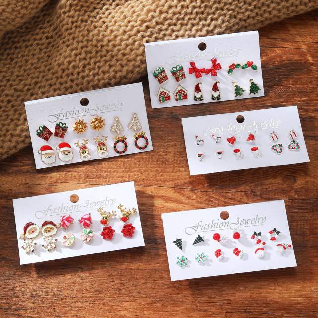 Cute chirstmas gift earrings set color enamel studs earrings set