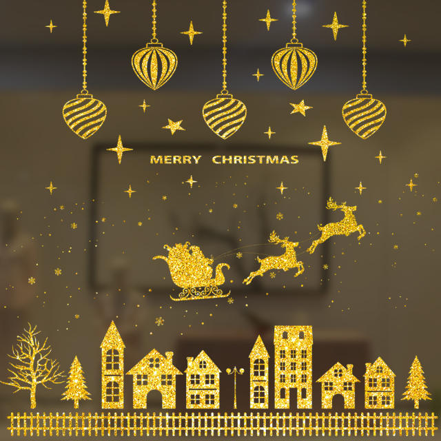 Gold color series christmas decoration window stickers