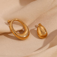 18K gold plated geometric chunky stainless steel Asymmetric earrings