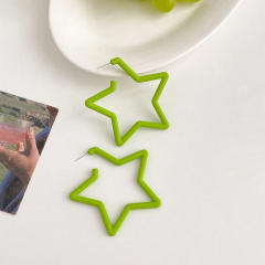 Y2K geometric star shape color painting hoop earrings set