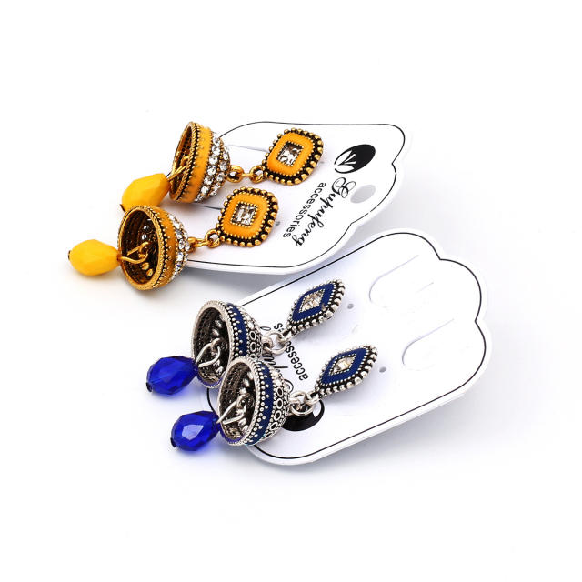 National color enamel bell indian earrings jewelry