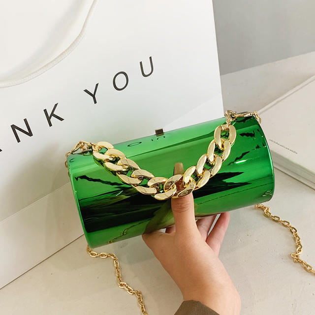 Fashionable mirror acrylic cylinder box bag party bag for women