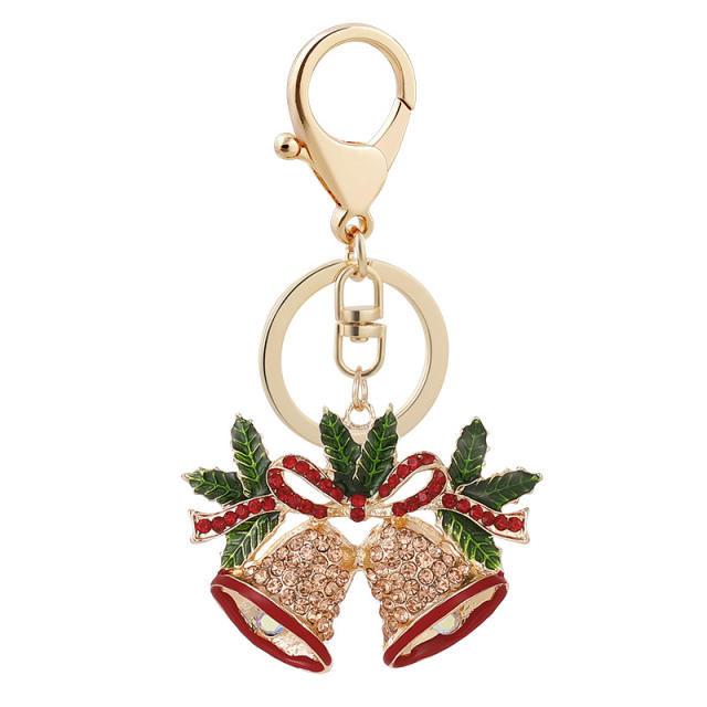 Delicate diamond bell christmas keychain