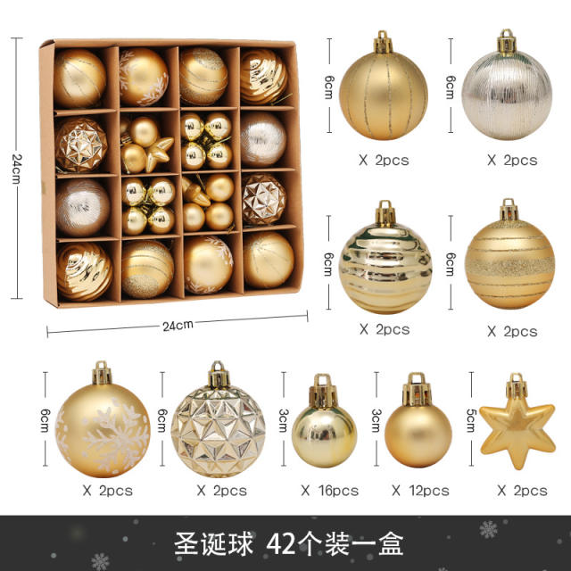 42pcs christmas decoration for christmas tree home decoration ball set