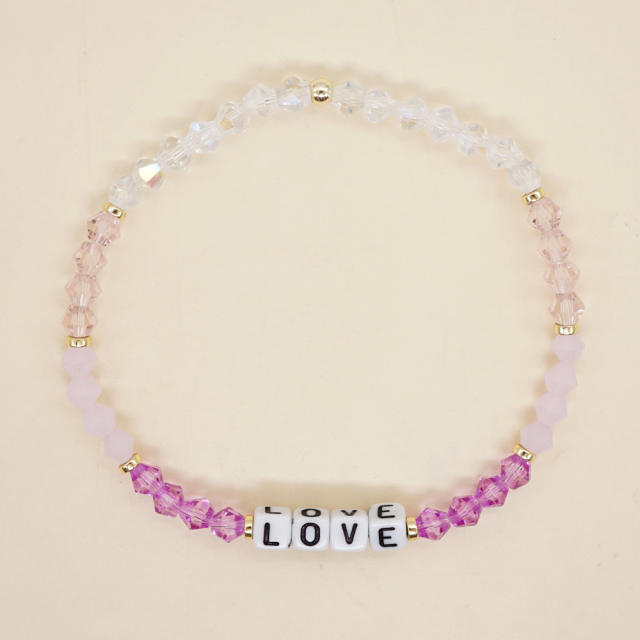 Colorful crystal bead letter block couples friendship bracelet