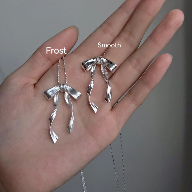 925 sterling silver bow pendant dainty women necklace