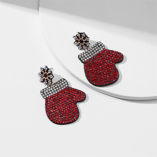 Creative diamond santa snowflake dangle earrings for christmas