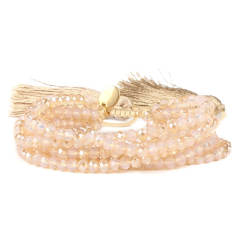 Boho multi layer crystal bead string bracelet