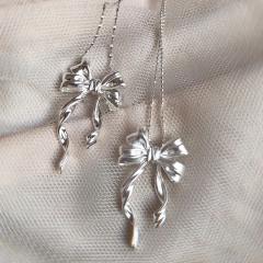 925 sterling silver bow pendant dainty women necklace