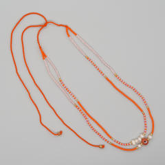 Boho natural pearl bead two layer seed bead necklace