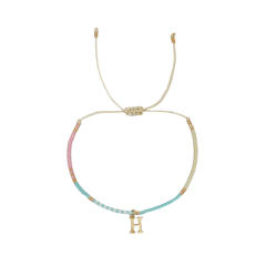 Sweet blue pink tiny bead initial letter charm couples friendship bracelet