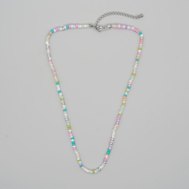 Boho colorful seed bead easy match women necklace