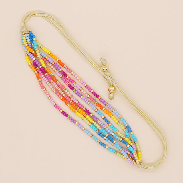 Miyuki Bead rainbow color braid layer women bracelet boho bracelet
