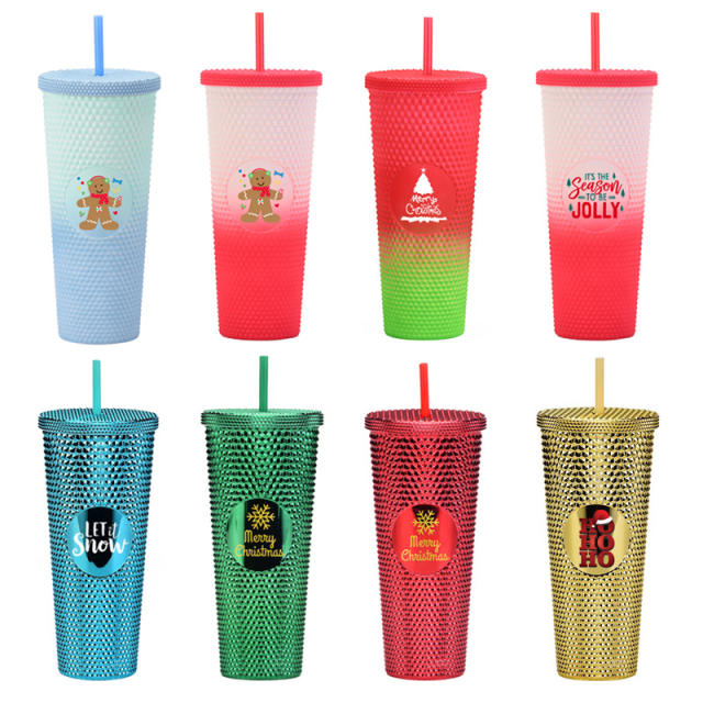 710ml large capacity popular ins christmas cups with straws