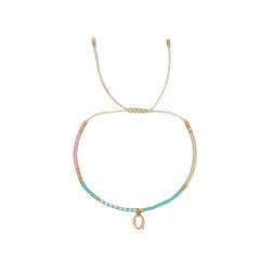 Sweet blue pink tiny bead initial letter charm couples friendship bracelet