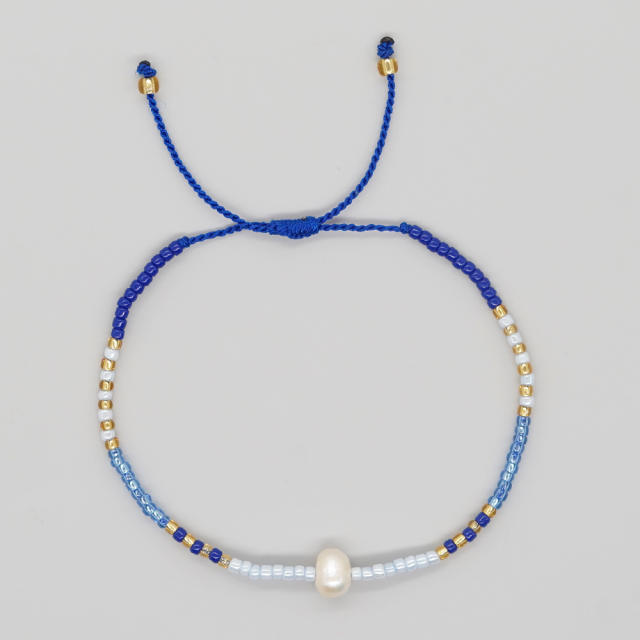 Boho colorful seed bead pearl bead simple women bracelet
