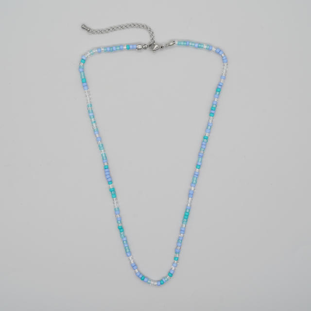 Boho colorful seed bead easy match women necklace