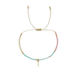 Sweet blue pink tiny bead initial letter charm couples friendship bracelet
