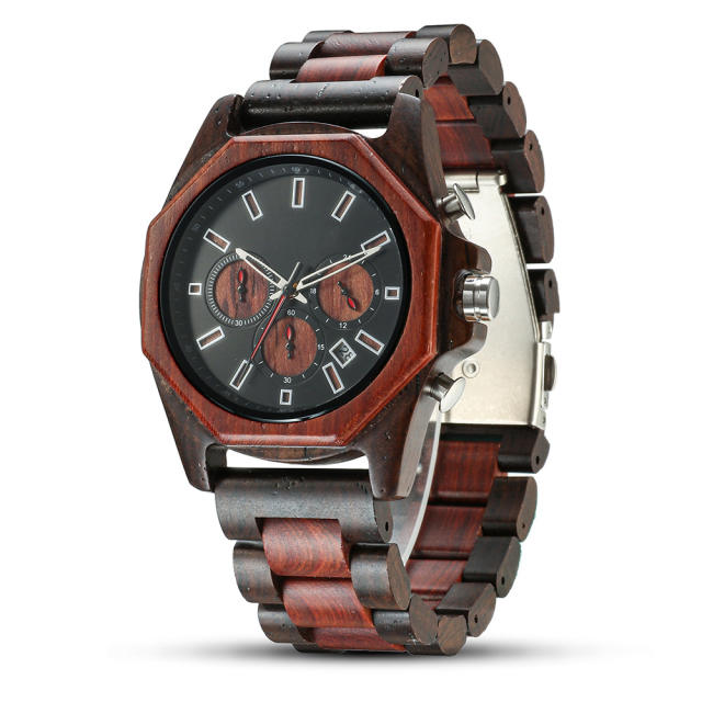 Creative multi function wood watch for men