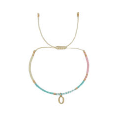 Sweet blue pink tiny bead initial letter charm couples friendship bracelet