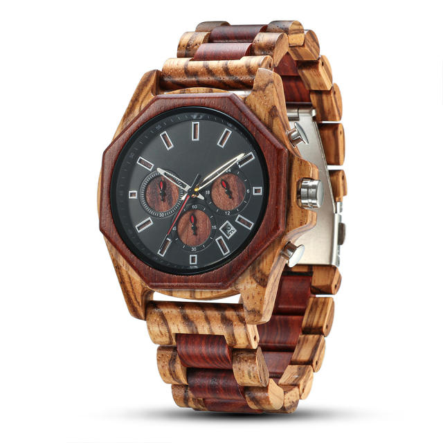 Creative multi function wood watch for men