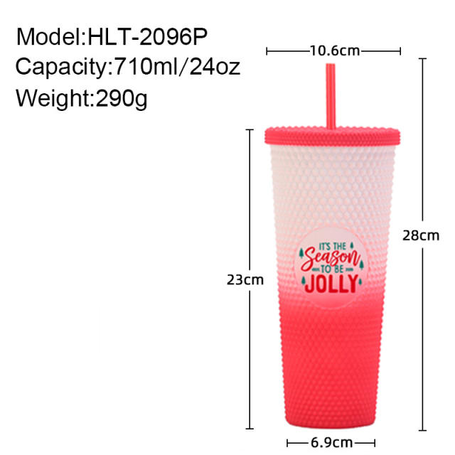710ml large capacity popular ins christmas cups with straws