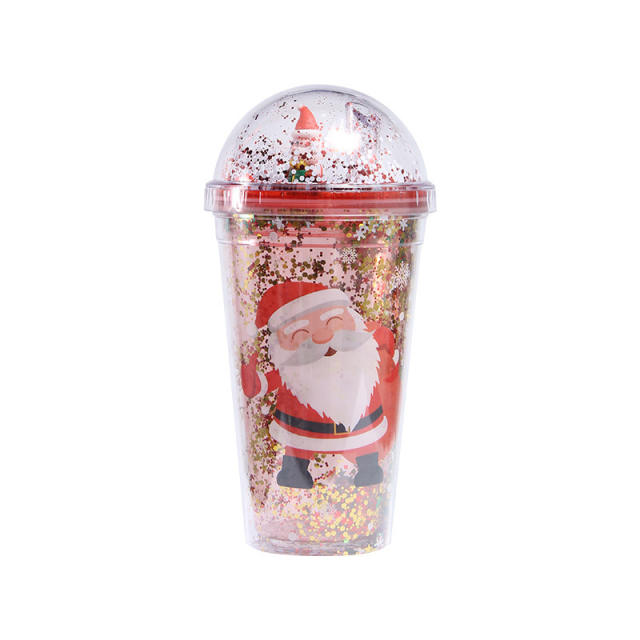 Creative two layer christmas gift large capacity cups with straw