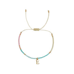 Sweet blue pink tiny bead initial letter charm couples friendship bracelet