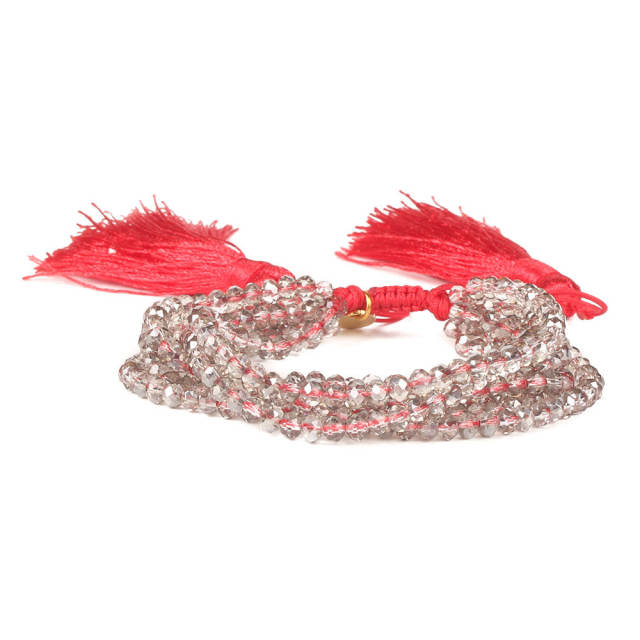 Boho multi layer crystal bead string bracelet
