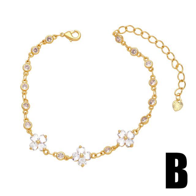 18KG pearl bead diamond star heart women copper bracelet