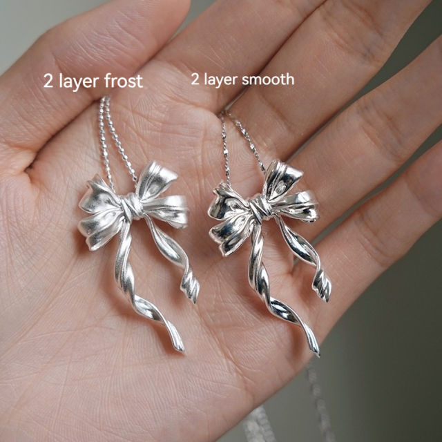 925 sterling silver bow pendant dainty women necklace
