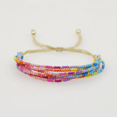 Miyuki Bead rainbow color braid layer women bracelet boho bracelet