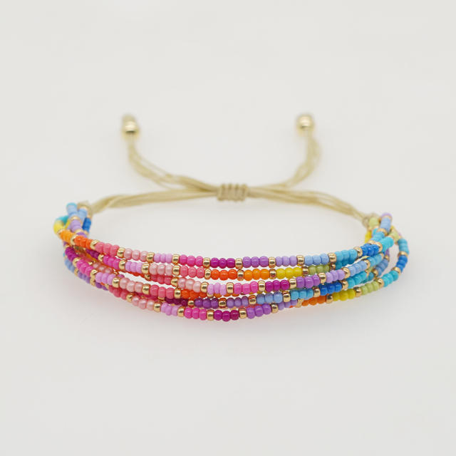 Miyuki Bead rainbow color braid layer women bracelet boho bracelet