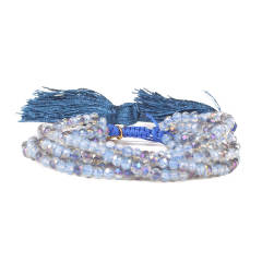 Boho multi layer crystal bead string bracelet