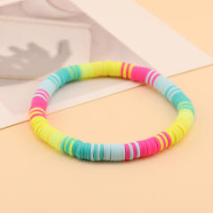 Boho colorful clay bead evil eye bracelet set