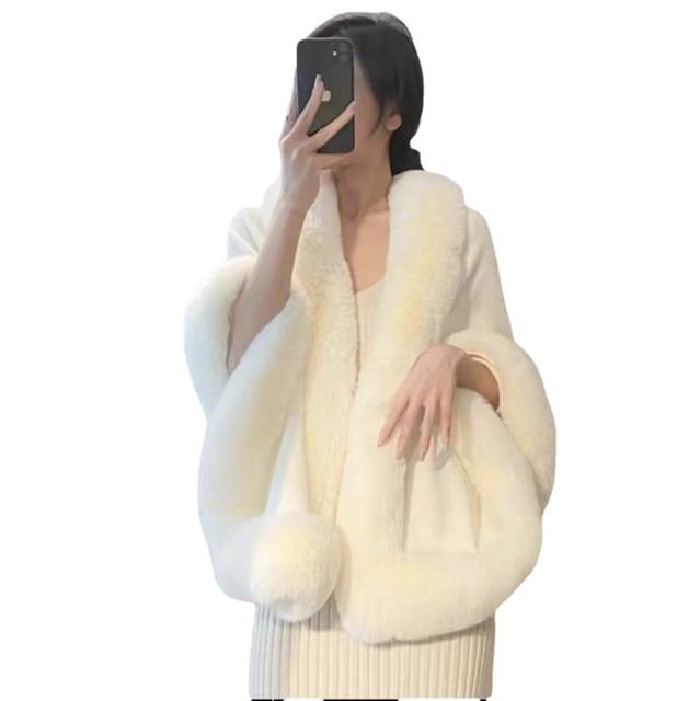 Winter autumn plain color imitation rabbit hair women shawl