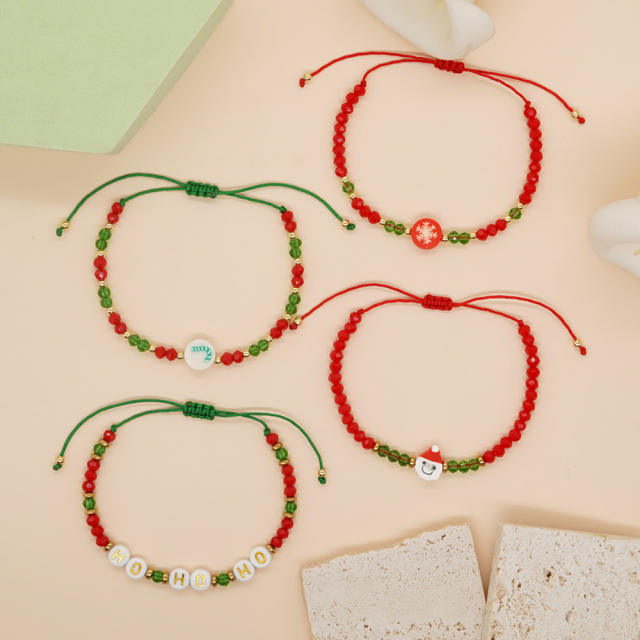 Merry Christmas crystal bead bracelet set
