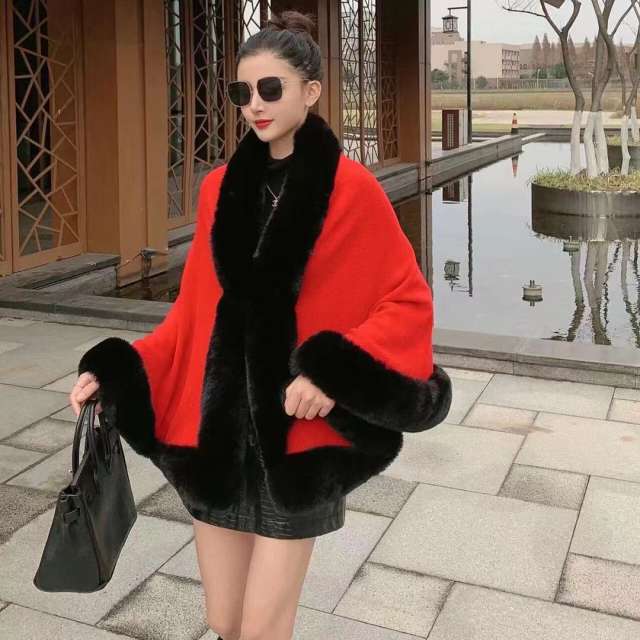 Winter autumn plain color imitation rabbit hair women shawl