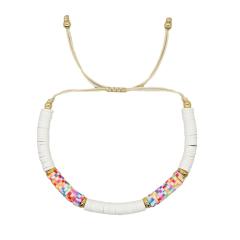Boho colorful clay bead evil eye bracelet set