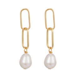 INS elegant water pearl stainless steel earrings