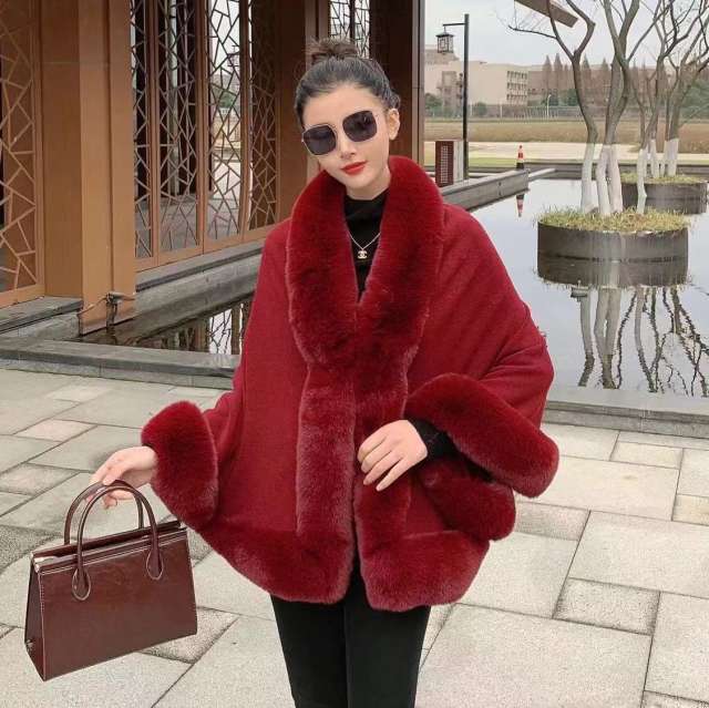 Winter autumn plain color imitation rabbit hair women shawl