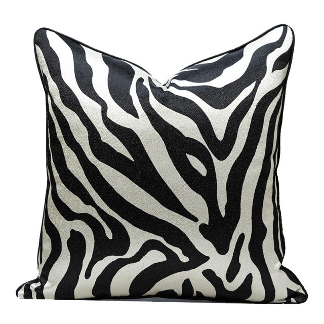 Black white color series zebra pattern throw pillow case