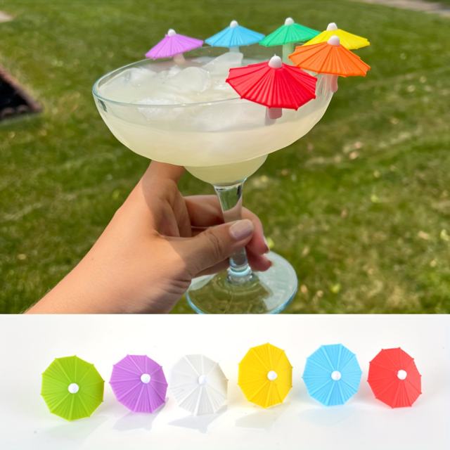 6pcs set silicone party cup marker umbrella tag drink markers