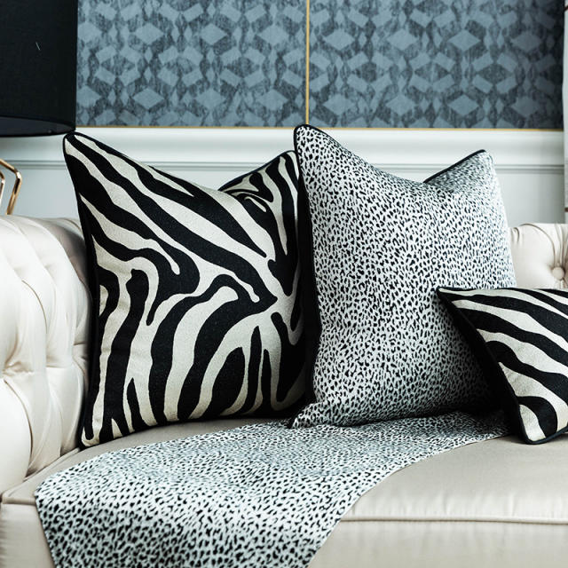 Black white color series zebra pattern throw pillow case