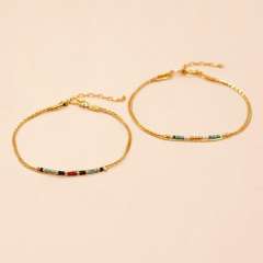 Boho ins colorful miyuki bead two layer dainty bracelet for women