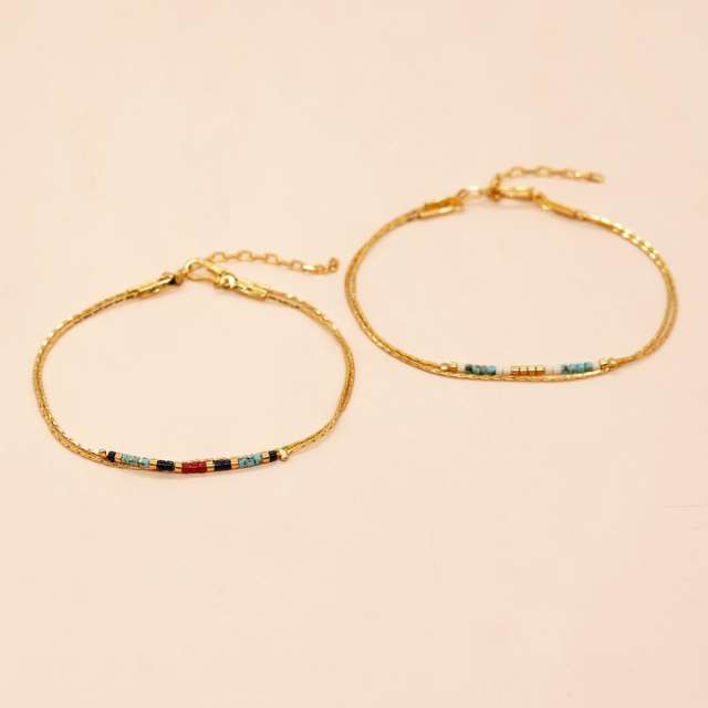 Boho ins colorful miyuki bead two layer dainty bracelet for women