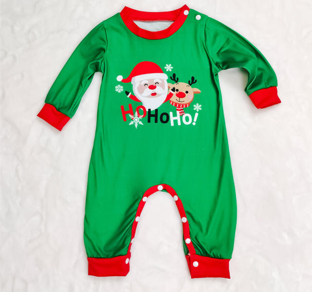 Fresh green color santa claus christmas pajamas family matching outfits