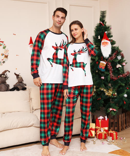 Classic red green plaid pattern christmas pajamas family matching outfits